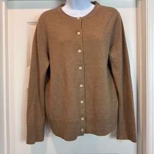 Brooks Brothers Women's Camel Pure Cashmere Button-Up Cardigan